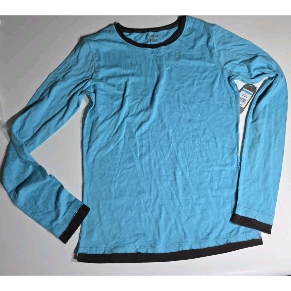 BCG Long Sleeve M‎ Blue Brown Layered Shirt Stretch NWT Small Spot